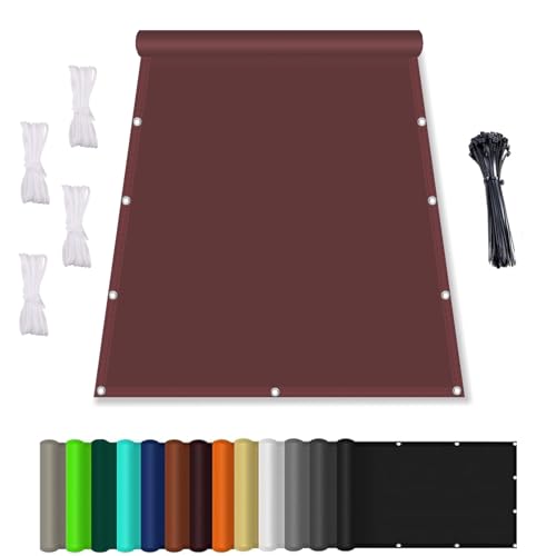 Sonnenschutz Balkon, Balkonbespannung mit ösen, Wasserdicht markisenstoff, Quadrat PES Polyester Sonnenschutz, für überdachung Balkon Terrasse Schwimmbad Burgunderrot 3x5.5M von HaiTaoSy