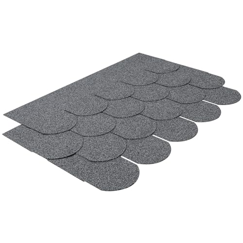Bitumen Dachschindeln Dachschindeln für Gartenhaus und Carport, Bitumen, 3 m², 21 Stück (Grau, Fischschuppenmuster) von HaiYiZuhause