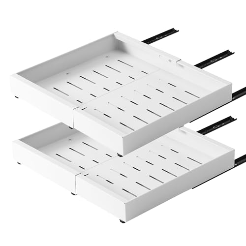 HaiYiZuhause Auszug Küchenschrank 42 cm Tief mit Kleber ohne Bohren 2er-Pack Schubladen organizer ausziehbare Schublade Küche aus Kohlenstoffstahl Teleskopschublade erweiterbare Breite 32-52 cm, weiß HaiYiZuhause Auszug Küchenschrank 42 cm Tief mit Kleber ohne Bohren 2er-Pack Schubladen organizer ausziehbare Schublade Küche aus Kohlenstoffstahl Teleskopschublade erweiterbare Breite 32-52 cm, weiß von HaiYiZuhause