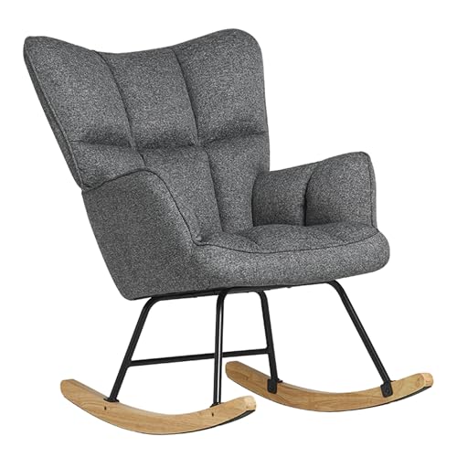 HaiYiZuhause Schaukelstuhl, weicher gepolsterter Liegegleiter, moderner Rocker Akzent Stuhl mit hoher Rückenlehne für Kinderzimmer Wohnzimmer Schlafzimmer Studie Lesesaal Balkon, Grau HaiYiZuhause Schaukelstuhl, weicher gepolsterter Liegegleiter, moderner Rocker Akzent Stuhl mit hoher Rückenlehne für Kinderzimmer Wohnzimmer Schlafzimmer Studie Lesesaal Balkon, Grau von HaiYiZuhause