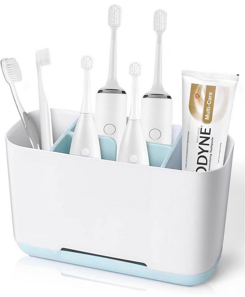 HYTIREBY Zahnbürstenhalter Zahnbürstenhalter Badezimmer Elektrischer Zahnbürstenständer, Einstellbarer Plastic Zahnbürsten Halter für Bad Waschbecken (Weiß) von HYTIREBY