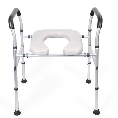 Haibinsuo Erhöhter Toilettensitz mit Griffen, erhöhter Toilettensitzerhöhung mit Handlauf für Senioren, breiter, höhenverstellbarer Toilettenstuhl mit breitem Sitz, für Senioren, Behinderte von Haibinsuo