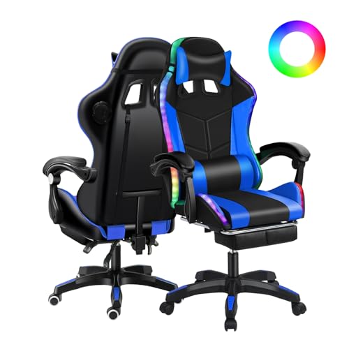 Haibinsuo PC Gaming Chair, Bürostuhl Desk Stuhl Comfy Computer Silla Gamer Gtracing Chair mit Latex-Backstrest-Bluetooth-kompatibler Lautsprecher 360-Grad-Räder Fernbedienung für Kinder Schwarz Bl Haibinsuo PC Gaming Chair, Bürostuhl Desk Stuhl Comfy Computer Silla Gamer Gtracing Chair mit Latex-Backstrest-Bluetooth-kompatibler Lautsprecher 360-Grad-Räder Fernbedienung für Kinder Schwarz Bl von Haibinsuo