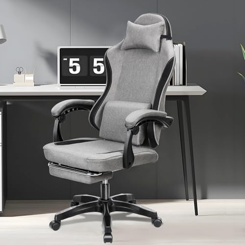 Haibinsuo PC-Gaming-Stuhl, ergonomischer Massage-Gaming-Stuhl mit verstellbarer Lendenwirbelstütze und Fußstütze, Büro-Computerhocker mit 360° drehbaren Rädern, hohe Rückenlehne, Renn-Design, für von Haibinsuo