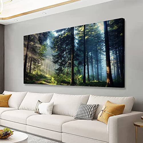 Waldbilder auf Leinwand, Wandkunst für Wohnzimmer, Schlafzimmer, Wanddekoration, Baum-Wandkunstdruck, Paitnings für Heimdekoration, modernes Kunstwerk, Morgenlicht, verträumter Wald, Leinwandkunst, von Haichuang Decor Art