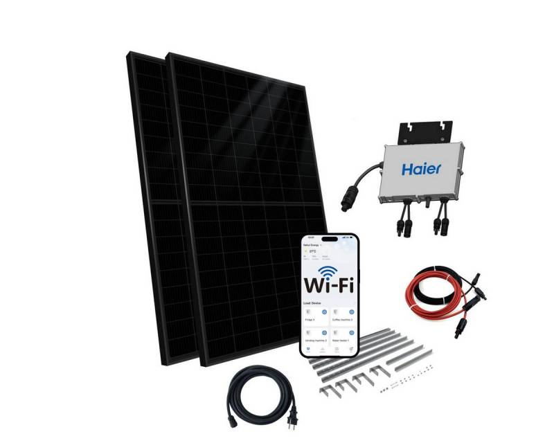 Haier Balkonkraftwerk 800 Watt / 820 Wp, PERC Monokristallin, Inklusive Universalhalterung mit einstellbarem Winkel Haier Balkonkraftwerk 800 Watt / 820 Wp, PERC Monokristallin, Inklusive Universalhalterung mit einstellbarem Winkel von Haier