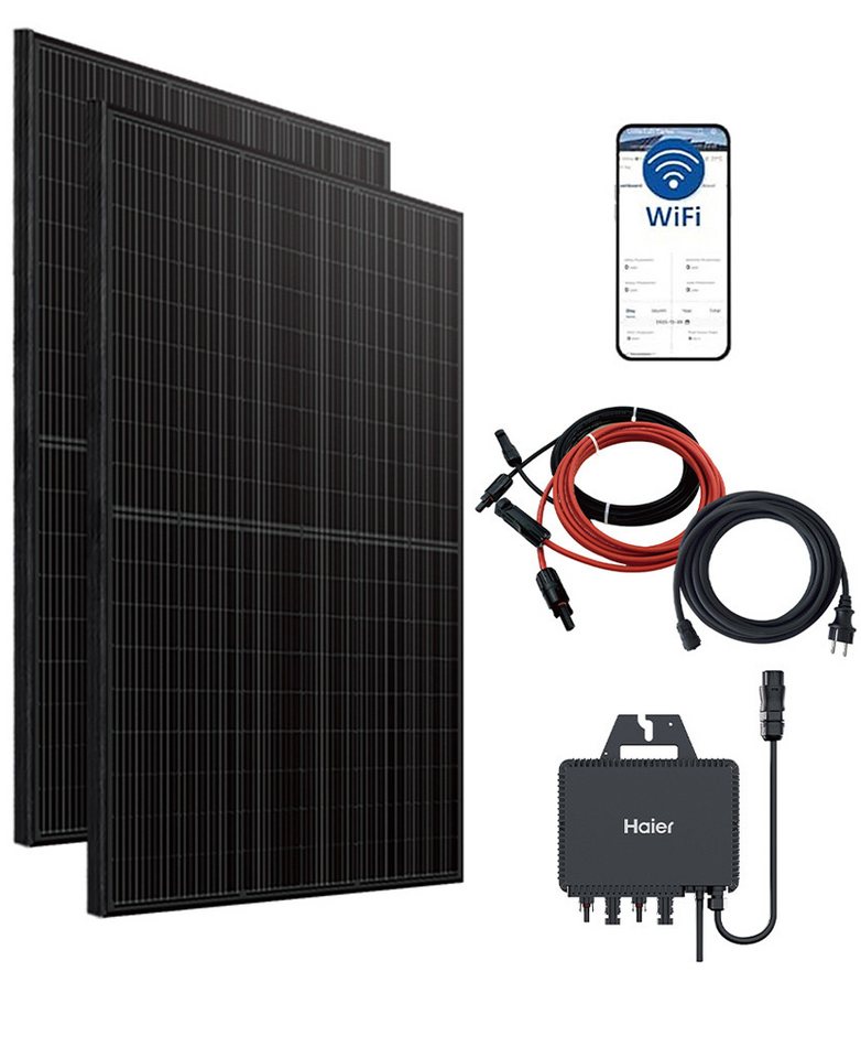 Haier Balkonkraftwerk HMK1P-800Y-NT440X2, 440 W, PERC-Einkristall 182 x 91 mm, Plug & Play-Anschluss, Wi-Fi, Multi-Winkel-Einstellung Haier Balkonkraftwerk HMK1P-800Y-NT440X2, 440 W, PERC-Einkristall 182 x 91 mm, Plug & Play-Anschluss, Wi-Fi, Multi-Winkel-Einstellung von Haier