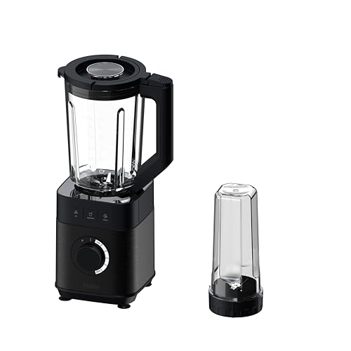 Haier Mixer mit Ice-Crush-Funktion & Smoothie Maker, 1200W I Standmixer mit 1,7L Glasbehälter & 0,6l To-Go-Flasche I Selbstreinigungsfunktion, Spülmaschinenfest & 5 Geschwindigkeiten [Serie 5-HBL5B2] von Haier