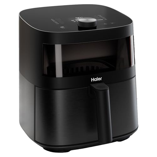 Haier Heißluftfritteuse mit Glasfenster I Airfryer mit 9 Programmen & 7 Liter Fassungsvermögen I 1700W Fryer mit LED Display I Fritteuse Heißluft ohne Fett I spülmaschinenfest [Serie 5 - HAF5TWA] von Haier