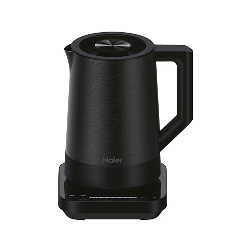 Haier Wasserkocher mit Temperatureinstellung aus Edelstahl 1,7 Liter I Energiesparender Kettle mit 7 Temperaturstufen, Warmhaltefunktion & 0,25L Einzeltassenfunktion I 2200W [Serie 5 - HKE5A] von Haier