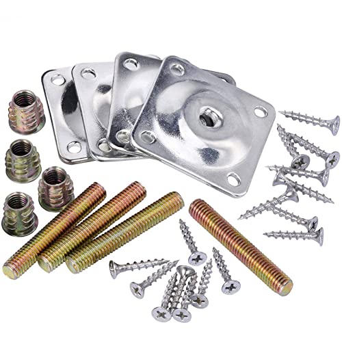 1 Setzen Sie Schrauben Holzverbindung Eisenblech Hardwarezubehör Abgewinkelte Beine Fixierplatte Halterung Möbeltisch Füße Set Set von Haiki