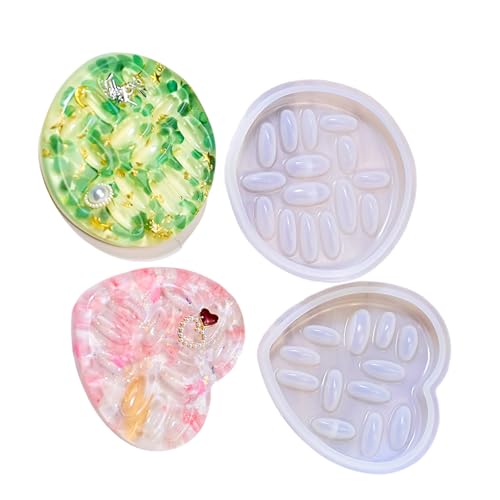 2pcs Rund/love Rings Aufbewahrungsschale Herstellung Von Schimmelpilze Lebensmittel Sicheres Silikon Für Harz Gips Schmuck Basteln Anfänger Mehrzweck Für Handwerk von Haiki