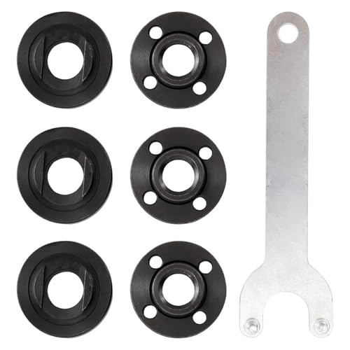 Haiki 7-teiliges Winkelschleifermutter- und Flanschschlüssel-Set, 5/8-11 Flansch, Metall-Kontermutter, Schleifteil, Ersatzzubehör, abgewinkelter Schleifer, Flanschschlüssel von Haiki