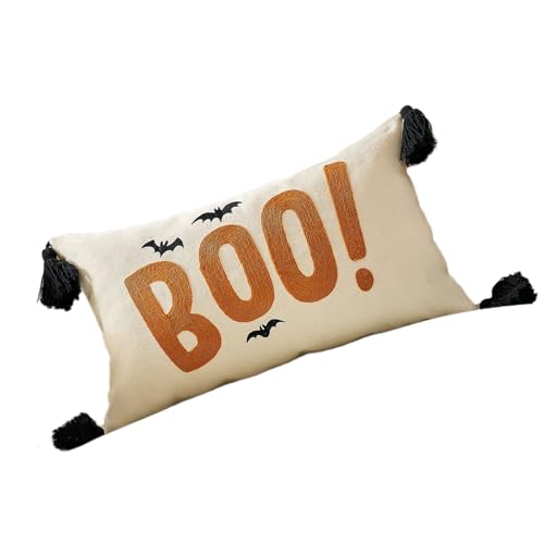 Haiki Festival Bestickte Wurfkissenbedeckung Reversible Verschluss Halloweens Dekoration Polyester Stoff Fade Resistant Halloweens Kissenbedeckung von Haiki