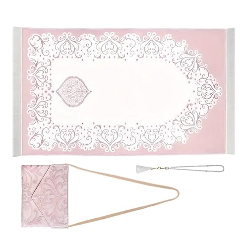 Haiki Gebetsteppich für Muslime mit Tasche und Perlen für Männer und Frauen, Ramadan-Geschenk, tragbare Matte für Eid, Reisen, Gebetsteppich von Haiki