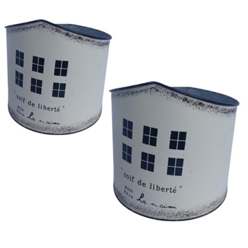 Set Von 2 Eisenbehältern Für Balkon Kultivierende Antiquität Metallblüten Töpfe Haltbarkeit Freien Freien Eisenblüten Topf Set von Haiki