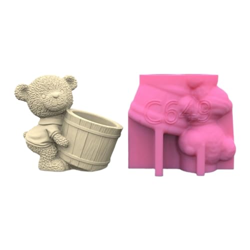 Sukkulente Blumentöpfe Schimmelpilze Bärenbärenstifthalter Silikonform Beton Gips Pflaster Vase Form Epoxidharzformen von Haiki