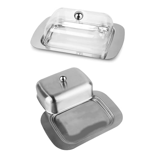 Zeitgenössisches Buttergericht Edelstahlbasis Mit Blick Durch Den Küchenchef Blick Auf Den Küchengericht Haushaltskochgadget Edelstahl Butterbehälter Transparentem Deckel von Haiki