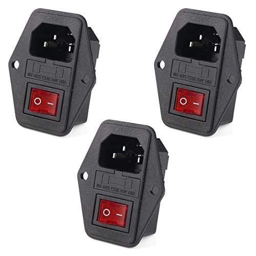 Hailege 3pcs AC 250V 15A 3 Terminal Steckdose mit Sicherungshalter Gehäuse EIN/AUS-Schalter Arcade Netzteil von Hailege