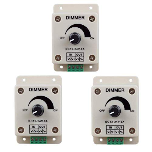 Hailege 3pcs DC12-24V 8Amp 0%-100% PWM Dimming Controller für LED-Leuchten, Bandleuchten, Bandlichter, Dimmer ist kompatibel mit Hilight, LEDgroßhändler, Filite und anderen Streifen von Hailege