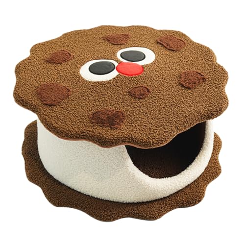 Cat Cave - Cookie Design Kleine Hundehütte,Abnehmbar Waschbar Warm Kuschelig Nest Für Kleine Haustiere Kätzchen Welpe Innenraum Wohnung Zuhause Spielen von Hailerio
