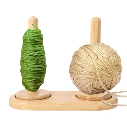 Garnhalter - Doppellager Fadenspender | Holz Garnhalter Aufbewahrungsständer Heimwerker Werkzeug für Häkel- und Strickliebhaber Nähbeginner von Hailerio