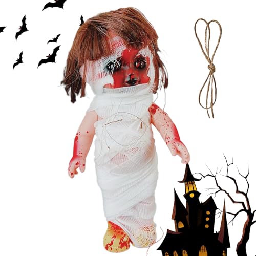 Gruselige Babypuppe - Unheimliche Babypuppe Halloween-Dekoration - Gartenfiguren Halloween Deko Wohnaccessoires Für Schlafzimmer Festbaum Garten Terrasse Weihnachtsvorbau von Hailerio