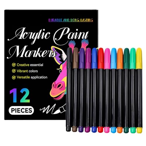 Hailerio Malstifte - Kunstmarker Zubehör | 12 Farben Malstifte Kunstmaterial Acrylfarben Für Holz Stoff Glas Leinwand Bastelbedarf Kinder Und Erwachsene Hailerio Malstifte - Kunstmarker Zubehör | 12 Farben Malstifte Kunstmaterial Acrylfarben Für Holz Stoff Glas Leinwand Bastelbedarf Kinder Und Erwachsene von Hailerio