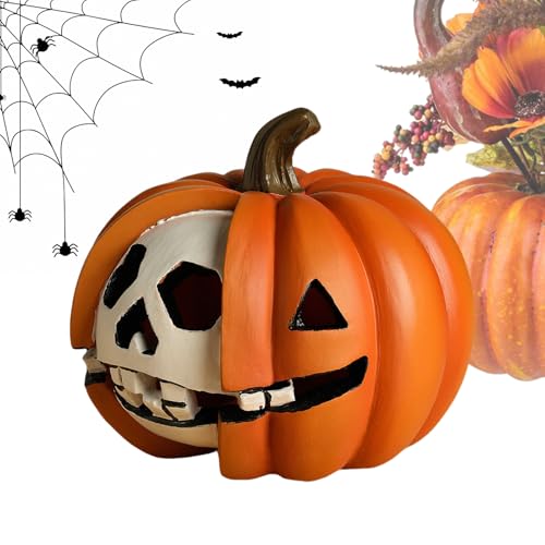 Halloween Kürbis Deko Innenbereich,Gruselige Skelett Kürbisdeko | Herbstdekoration Horrordeko Saison Deko Für Schreibtisch Flur Kaminsims Tisch Fenster Wohnzimmer von Hailerio