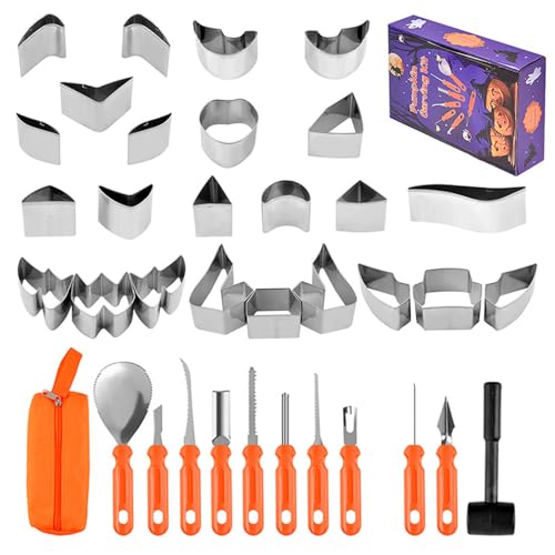 Halloween Kürbis Schnitzen Werkzeuge,Schnitzset Für Jack O'Lantern Kürbisse - 37-teiliges Edelstahl Set Mit Schablonensatz Für Studio Schule Unterricht Zuhause Gravieren Halloween Kürbis Schnitzen Werkzeuge,Schnitzset Für Jack O'Lantern Kürbisse - 37-teiliges Edelstahl Set Mit Schablonensatz Für Studio Schule Unterricht Zuhause Gravieren von Hailerio