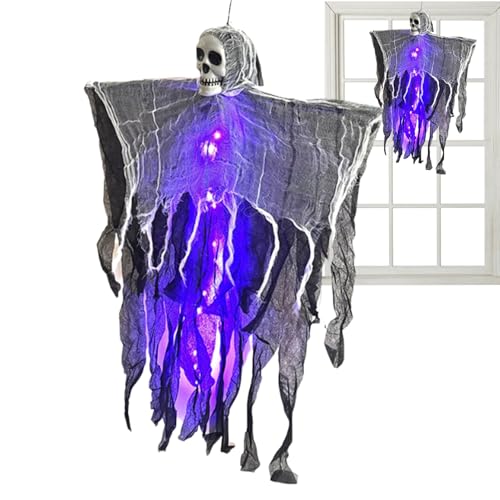 Halloween Skelett,Halloween Skelett Schwebende Geister - Schwebende Beleuchtete Deko Mit Nebel Für Garten Wand Maskenbälle Karneval Klassenzimmer Höfe von Hailerio