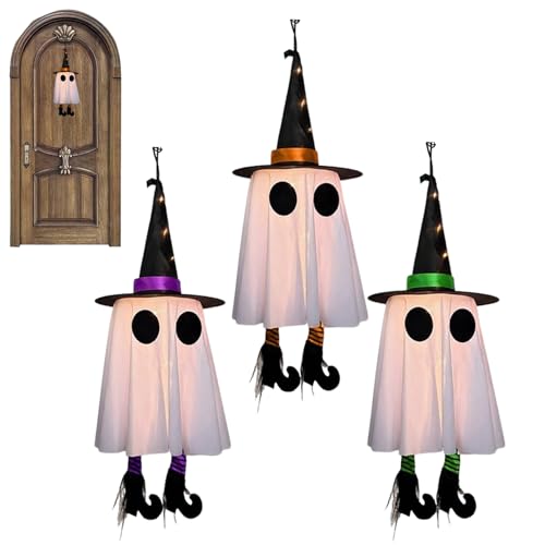 Leuchtendes Gespenst,Horrordeko Für Halloween Hängbare Dekoration - Festdeko 3 Teile Für Zimmer Garten Hotel Herbstfest von Hailerio