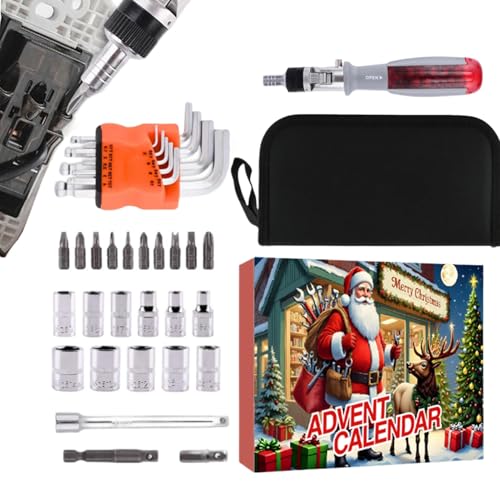 Männer Werkzeug Adventskalender - Werkzeugset Für Kfz Und Haushalt Weihnachts Adventskalender | 24-Teiliger Countdown Kalender Auto Reparatur Set Für Partner Vater Freund von Hailerio
