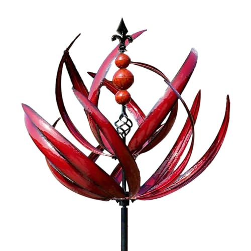 Metall Windrad, Windspiel Windmühle Für Garten, Wetterfest Und Standfest Windspinner Aus Metall, Gartenstecker Windspiel Gartendeko Blumenstecker, 20x90cm von Hailerio