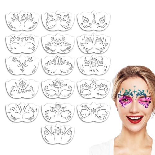 Schablonen Für Gesichtsbemalung,16 Stück Makeup Schablonen Für Gesicht | Blumenvorlage Für Festliche Feiern Karneval Projekt von Hailerio