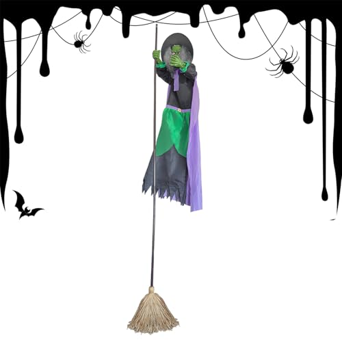 Schwimmender Hexenbesen, 2,5 m, Halloween, Outdoor, fliegender Hover-Hexenbesen, gruselige Heimdekoration für Urlaub, Gehweg, Cosplay, Maskerade, Auffahrt, Haustür, Eingang, Outdoor von Hailerio
