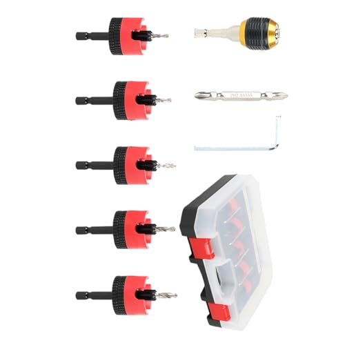 Senker Bohrersatz - 7-teilige Vorbohrer für Senklöcher,Tiefenbegrenzer Mit Schnellwechsel 6 mm Sechskantschaft Für Möbelbau Elektroinstallation von Hailerio