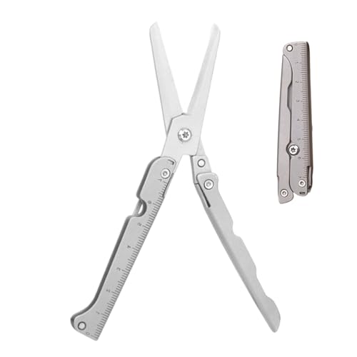 Taschenschere | Edelstahl Klappbarer Messercutter Mit Lineal - Ergonomische Schere Für Büro Handarbeit Garten Camping Schule Kunst Studenten von Hailerio