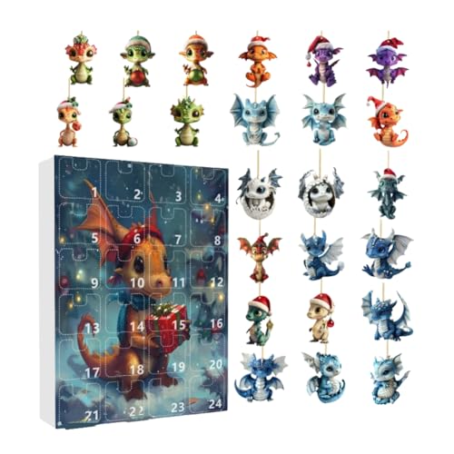 Weihnachts-Countdown-Kalender | 24 Tage Drachenschmuck Dekoration - 2D-Acryl Sammlerstück Für Die Adventszeit Als Festtagsdekoration,Für Jugendliche Mädchen Weihnachtsbaum-Deko Weihnachts-Countdown-Kalender | 24 Tage Drachenschmuck Dekoration - 2D-Acryl Sammlerstück Für Die Adventszeit Als Festtagsdekoration,Für Jugendliche Mädchen Weihnachtsbaum-Deko von Hailerio