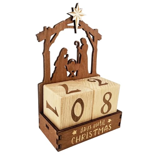 Weihnachts-Countdown-Kalender | 25 Tage Weihnachten Holz Krippe Advent | Lustige Tischdekoration für Schlafzimmer Wohnzimmer Wohnkultur Winterfest Weihnachts-Countdown-Kalender | 25 Tage Weihnachten Holz Krippe Advent | Lustige Tischdekoration für Schlafzimmer Wohnzimmer Wohnkultur Winterfest von Hailerio
