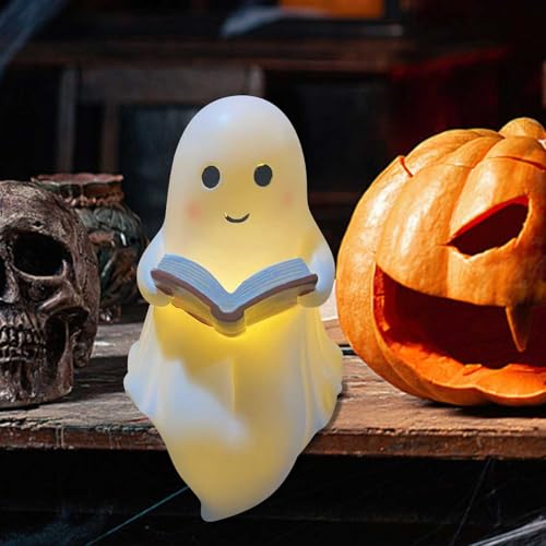 Niedliche Geister-Leselampe, Ghost Reading Book Lamp, Ghost Swing Lamp, 3D-LED-Geister Statue Nachtlicht, Halloween Deko Led Geist Lampe, Bezaubernde und Gemütliche Atmosphäre (#A Large) von Hailmkont
