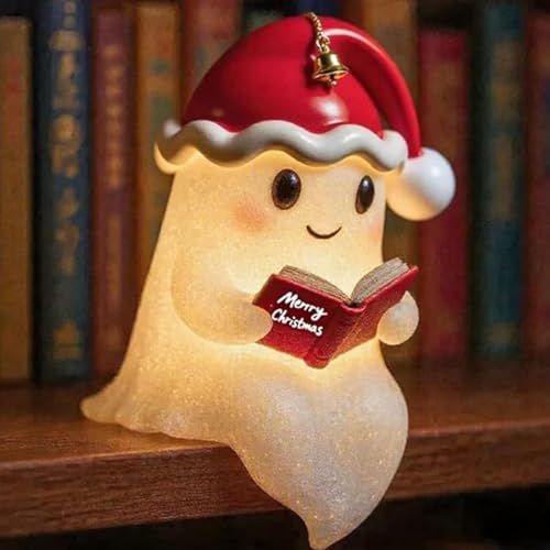 Niedliche Geister-Leselampe, Ghost Reading Book Lamp, Halloween Deko Led Geist Lampe, 3D-LED-Geister Statue Nachtlicht, Halloween Niedliche Ghost für Leser und Buchliebhaber (1P 17CM) von Hailmkont