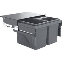 Hailo - Abfallsammler Cargo 28L / 13L / 13L mit Deckel für Schränke in 600 mm Breite Küchen-Abfalleimer dunkelgrau 3fach - Abfalltrennsystem von Hailo