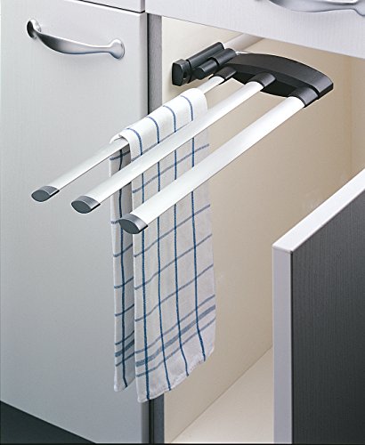 Hailo Secco Alu Line Handtuchhalter ausziehbar Handtuchstange in Aluminium und Kunststoff Anthrazit (3fach) von Hailo
