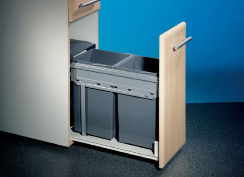 Hailo Abfallsammler 3663101 | 2fach Tandem Einsatz | 2x 15L Inneneimer | für 30 cm breiten Unterschrank Auszug | Anthrazit von Hailo