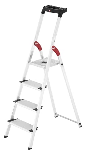 Hailo 5_8814-001 001 EasyClix breite xxl Aluminium-Scherentreppe (4 Stufen), grau von Hailo