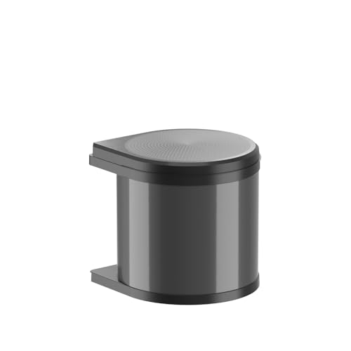 Hailo Abfallsammler 3512071 | Mono Schwenkeimer 12 Liter mit Schwenkautomatik | Einbau ab 40 cm Unterschrank mit Drehtür | Mülleimer für Küchenunterschrank | Kunststoff Schwarz | Stahlblech Dunkelgrau von Hailo