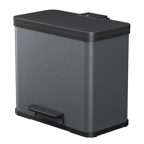 Hailo Eco duo L - Mülltrenner 2 x 14 Liter - 28 Liter - Soft Close Deckel - 2-in-1 Treteimer mit 2 Kunststoff Inneneimern - Mülleimer mit Pedal rechteckig - Made in Germany - Stahlblech - Dunkelgrau Hailo Eco duo L - Mülltrenner 2 x 14 Liter - 28 Liter - Soft Close Deckel - 2-in-1 Treteimer mit 2 Kunststoff Inneneimern - Mülleimer mit Pedal rechteckig - Made in Germany - Stahlblech - Dunkelgrau von Hailo