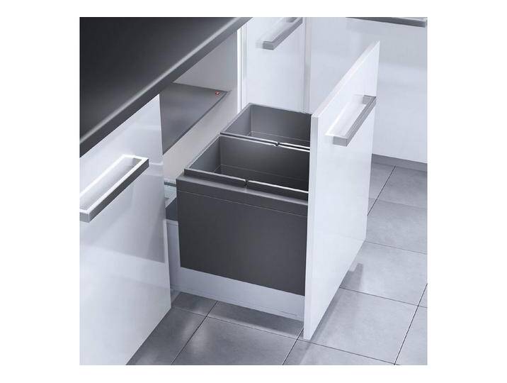 Hailo Einbaumülleimer 3631681 - AS Triple XL - 600 mm - 28L/28L, Auszug Abfallsammler Mülleimer, grau von Hailo