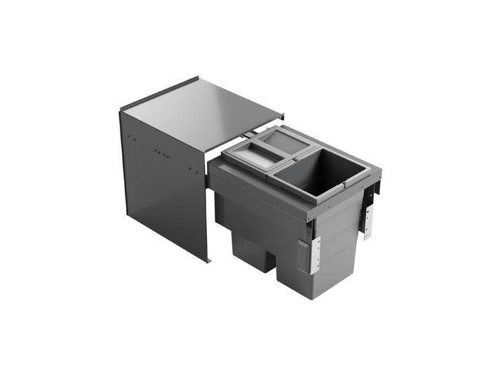 Hailo Einbaumülleimer Abfallsammler 3608601 Cargo Aqua 2x 13 Liter, Metallrahmen, grau von Hailo